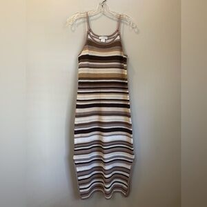 House of Harlow women’s crochet knit spaghetti strap midi stiped dress size XS